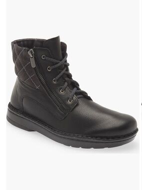 Naot Black Leather Lace Up Ankle Boots Side Zip Comfort Walking Shoes Women 6.5